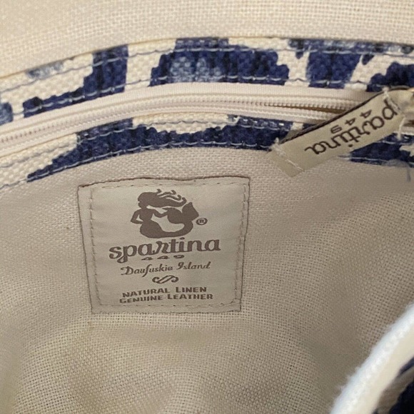 📦 SOLD 📦 Spartina 449 Shoulder Bag / Wallet Set Linen Leather Retired Design - Picture 5 of 11